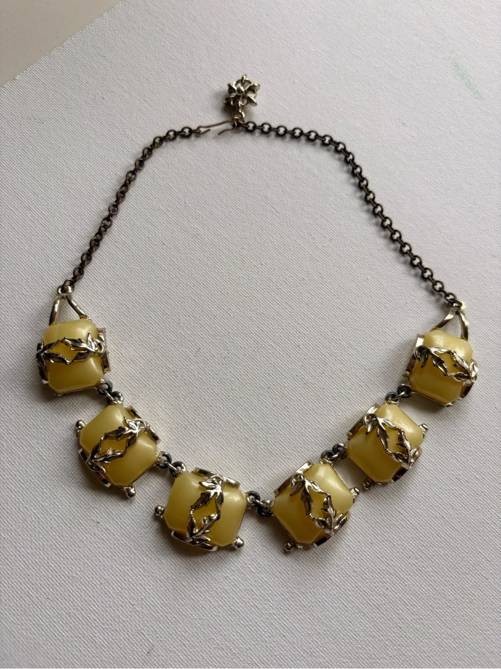 Vintage Yellow and Gold Chunky Statement Necklace